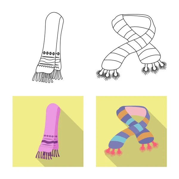 Векторный дизайн шарфа и шали. Набор шарфов и аксессуаров символ запаса для паутины . — стоковый вектор