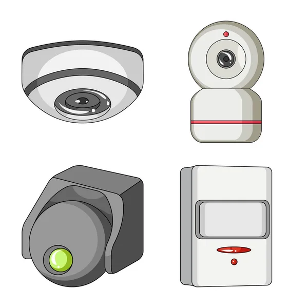 Geïsoleerde object van cctv en camera symbool. Collectie van cctv en systeem voorraad vectorillustratie. — Stockvector