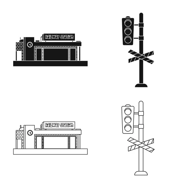 Diseño vectorial del icono del tren y la estación. Conjunto de tren y ticket vector icono para stock . — Vector de stock