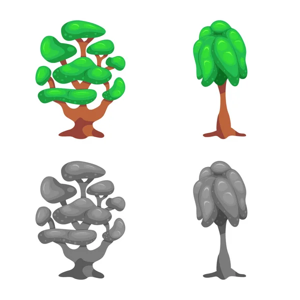 Designul vectorial al arborelui și semnului naturii. Set de pictogramă vectorială copac și coroană pentru stoc . — Vector de stoc