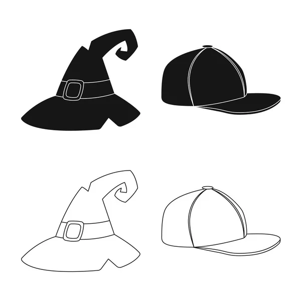 Vektor-Design von Kopfbedeckungen und Mützen-Logo. Set von Kopfbedeckungen und Kopfbedeckungen Stock Symbol für Web. — Stockvektor