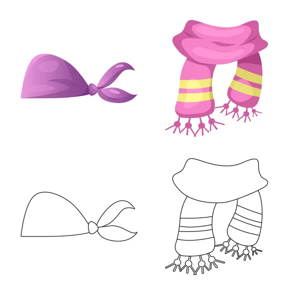 Векторная иллюстрация символа шарфа и платка. Коллекция шарфов и аксессуаров . — стоковый вектор
