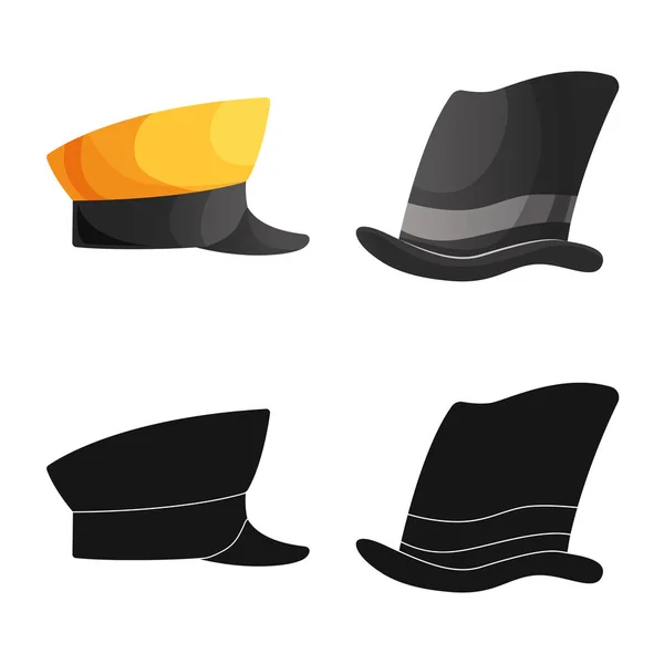 Projeto vetorial de chapelaria e logotipo da tampa. Coleção de chapéus e chapéus ilustração vetorial . — Vetor de Stock