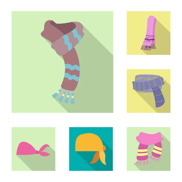 Oggetto isolato di sciarpa e scialle logo. Raccolta di sciarpa e accessori stock vettoriale illustrazione . — Vettoriale Stock
