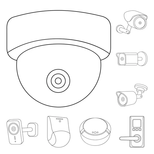 Diseño vectorial de cctv y logotipo de la cámara. Conjunto de cctv y vector de sistema icono para stock . — Vector de stock
