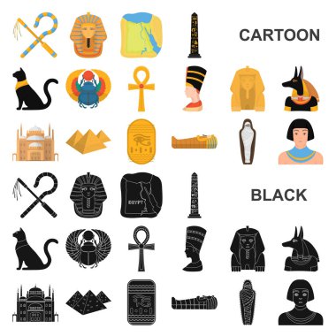Set koleksiyonu tasarım için antik Mısır karikatür simgeler. Firavun saltanatı sembol stok illüstrasyon vektör.