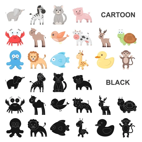 An unrealistic cartoon animal icons in set collection for design. Toy animals vector symbol stock web illustration. — Stock Vector
