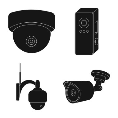 Cctv ve kamera simgesi yalıtılmış nesne. Cctv ve sistem stok vektör çizim topluluğu.