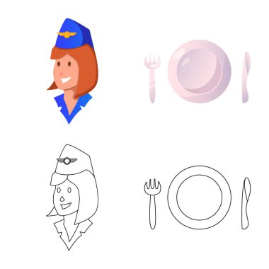 Havaalanı ve uçak logo yalıtılmış nesne. Havaalanı ve uçak hisse senedi vektör çizim topluluğu.