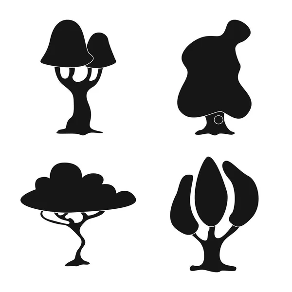 Objeto aislado de árbol y signo de naturaleza. Colección de árbol y corona icono vectorial para stock . — Archivo Imágenes Vectoriales