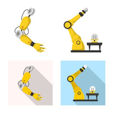 Robot ve fabrika logosu yalıtılmış nesne. Robot ve uzay hisse senedi simgesi için web topluluğu.