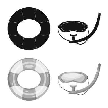 Havuzu ve yüzme işaret illüstrasyon vektör. Havuzu ve etkinlik hisse senedi vektör çizim topluluğu.