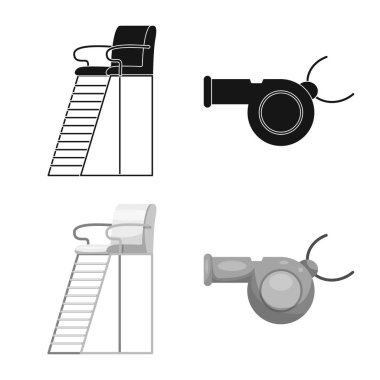 Havuzu ve yüzme simge vektör tasarımı. Web için havuz ve etkinlik hisse senedi simgesi kümesi.