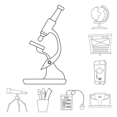Eğitim ve öğrenme simgesi izole nesne. Eğitim ve okul vektör simgesini hissenin koleksiyonu.