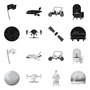 Mars ve uzay logo vektör Illustration. Mars ve gezegen hisse senedi simgesi web için set.