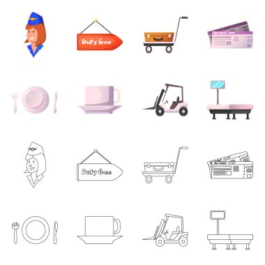 Havaalanı ve uçak simgesi yalıtılmış nesne. Web için Havaalanı ve uçak hisse senedi simgesi kümesi.