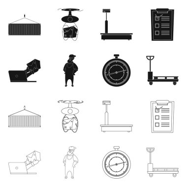 Yalıtılmış nesne mal ve kargo sembolü. Ürünler ve ambar stok vektör çizim koleksiyonu.