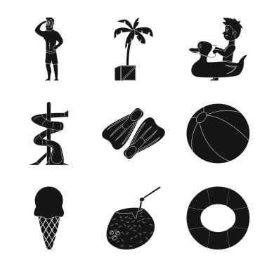 Havuzu ve yüzme işaret illüstrasyon vektör. Havuzu ve etkinlik hisse senedi vektör çizim topluluğu.