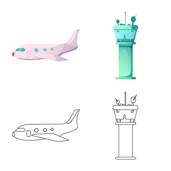 Conception vectorielle du logo de l'aéroport et de l'avion. Collection d'illustration vectorielle de stock d'aéroport et d'avion . — Image vectorielle