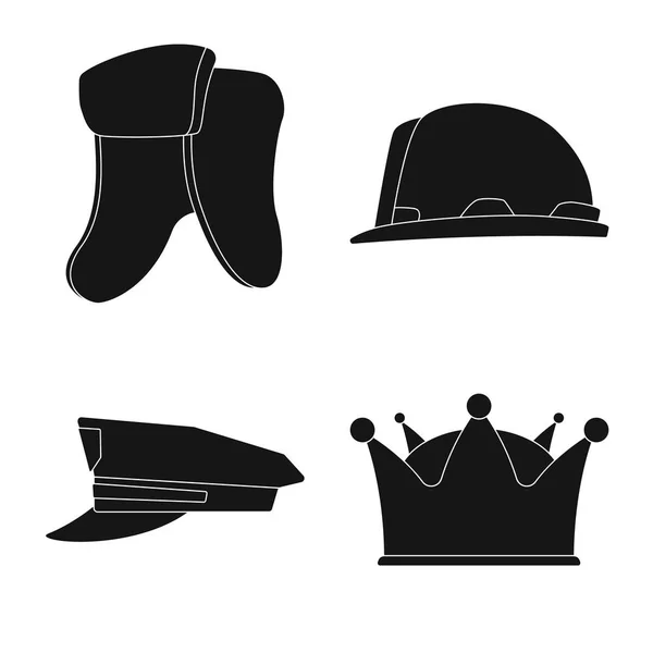 Diseño vectorial de la cabeza y el icono de la tapa. Conjunto de casco y el icono del vector de la cabeza para la acción . — Archivo Imágenes Vectoriales