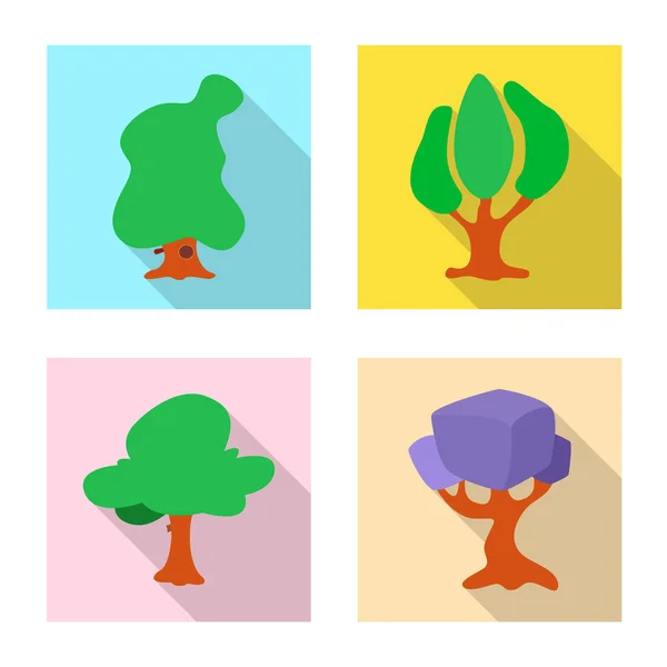 Illustration vectorielle de signe arbre et nature. Collection d'illustrations vectorielles d'arbres et de cimes . — Image vectorielle
