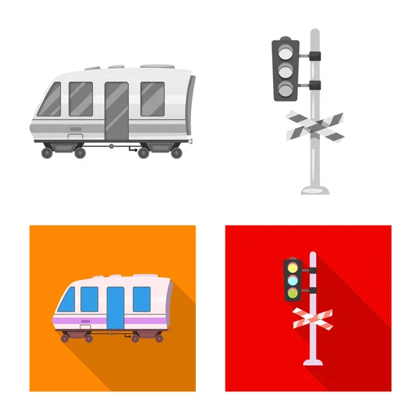 Illustrazione vettoriale del simbolo del treno e della stazione. Raccolta dell'icona del treno e del vettore dei biglietti per le scorte . — Vettoriale Stock