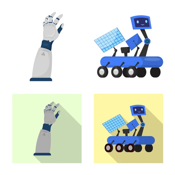 Vector design of robot and factory logo. Collection of robot and space stock symbol for web. — Stock Vector