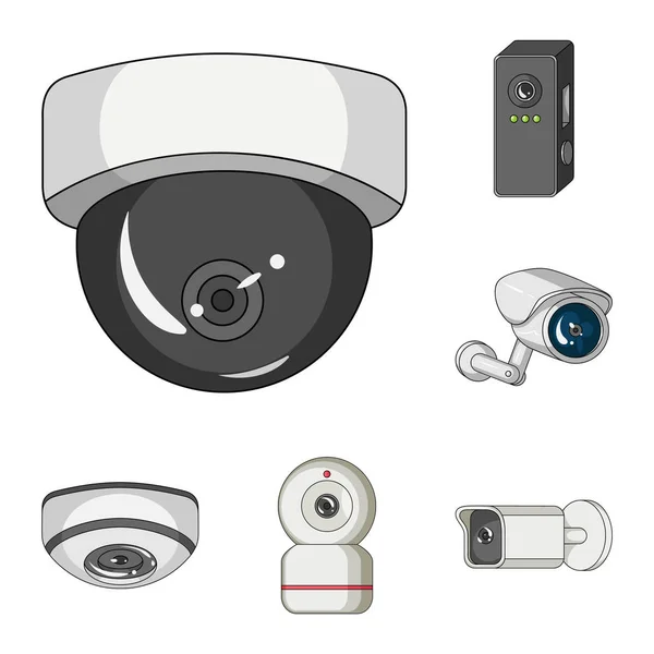 Oggetto isolato di icona cctv e fotocamera. Set di icone vettoriali cctv e di sistema per magazzino . — Vettoriale Stock