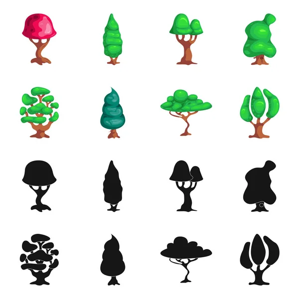 Ilustración vectorial del icono del árbol y la naturaleza. Conjunto de árbol y corona icono vectorial para stock . — Vector de stock