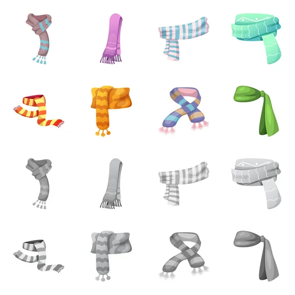 Векторный дизайн шарфа и шали. Набор векторных иллюстраций шарфов и аксессуаров . — стоковый вектор