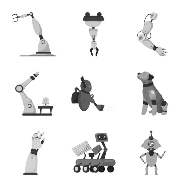 Изолированный объект робота и заводской символ. Набор иконки робота и космического вектора для склада . — стоковый вектор