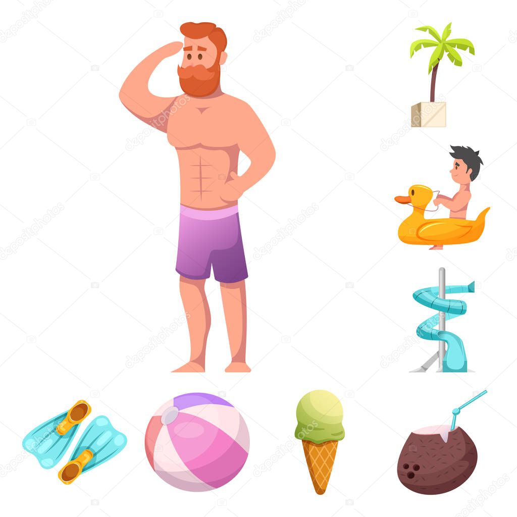 Vector illustration of pool and swimming logo. Set of pool and activity stock vector illustration.