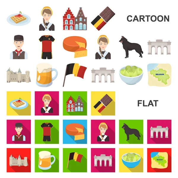 Land belgien cartoon icons in set collection for design.travel and attractions belgium vector symbol stock web illustration. — Stockvektor