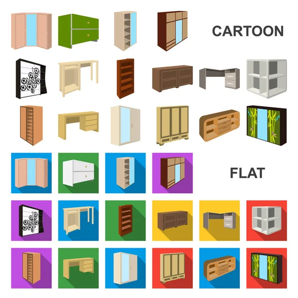 Icônes de dessin animé de meubles de chambre à coucher dans la collection d'ensemble pour le design. Meubles en bois moderne isométrique vecteur symbole stock web illustration . — Image vectorielle