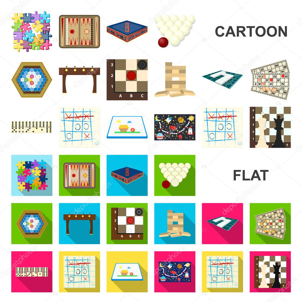 Board game cartoon icons in set collection for design. Game and entertainment vector symbol stock illustration.