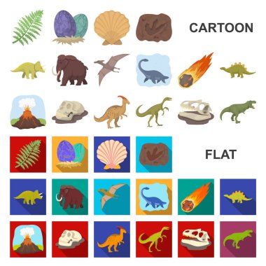 Farklı dinozorlar set koleksiyonu tasarım için simgeleri karikatür. Tarih öncesi hayvan vektör simge stok web çizimi.