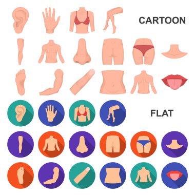 Vücut, bacak karikatür simgeleri tasarım için küme toplama bir parçası. İnsan anatomisi vektör simge stok web çizimi.