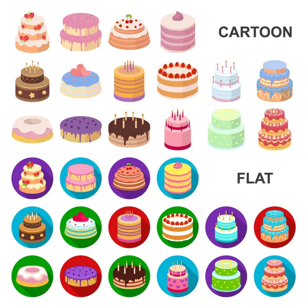 Кейк и Десерт из мультфильмов в коллекции дизайнеров. Векторные векторные символы праздника веб-иллюстрация . — стоковый вектор
