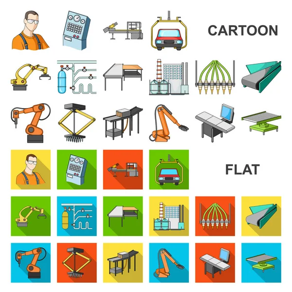 Équipement et icônes de dessin animé de la machine dans la collection de jeu pour la conception.Progrès technique de l'usine symbole vectoriel illustration web stock . — Image vectorielle