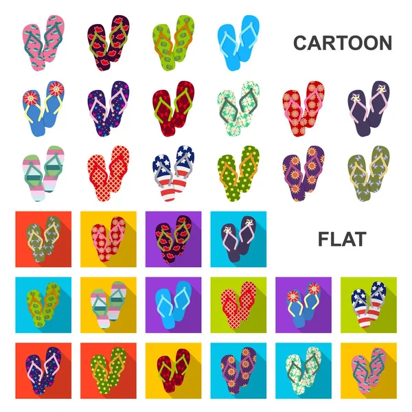 Chanclas iconos de dibujos animados en la colección de conjuntos para el diseño. Zapatos de playa vector símbolo stock web ilustración . — Vector de stock