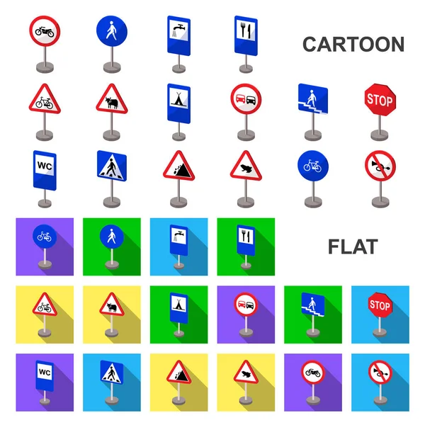 Verschiedene Arten von Verkehrszeichen Cartoon-Symbole in Set Sammlung für Design. Warn- und Verbotsschilder Vektor Symbol Stock Web Illustration. — Stockvektor