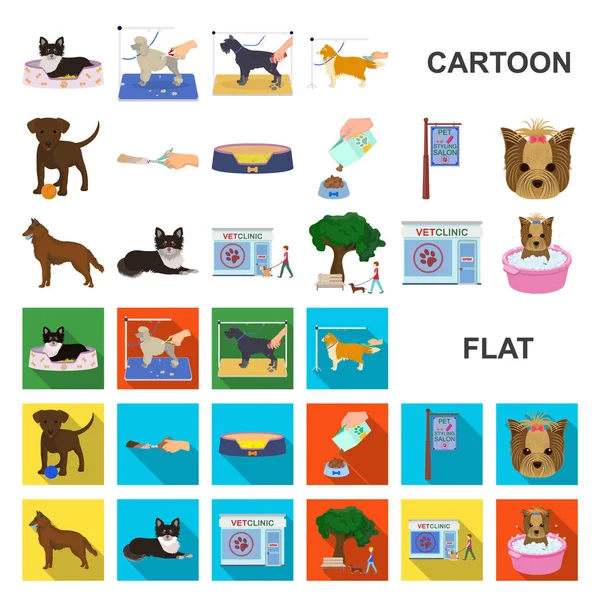 Κατοικίδιο ζώο κινουμένων σχεδίων εικονίδια στη συλλογή σετ για σχεδιασμό. Φροντίδα και εκπαίδευση σύμβολο μετοχής web εικονογράφηση διάνυσμα. — Διανυσματικό Αρχείο