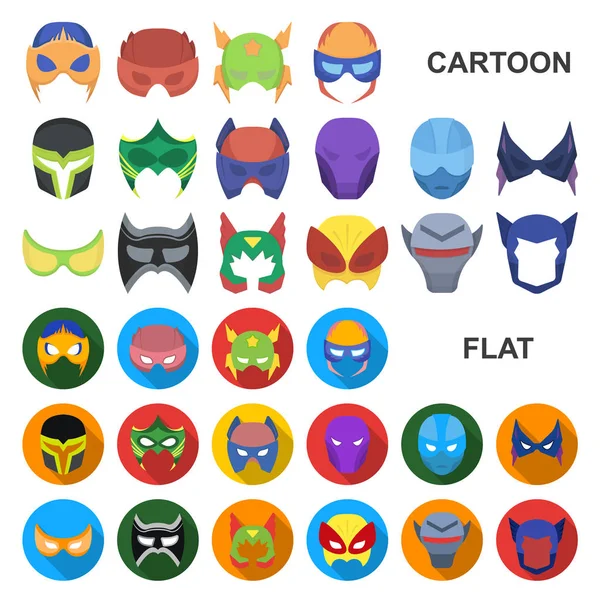 Máscara de carnaval iconos de dibujos animados en la colección de conjuntos para design.Mask en los ojos y la cara vector símbolo stock web ilustración . — Vector de stock