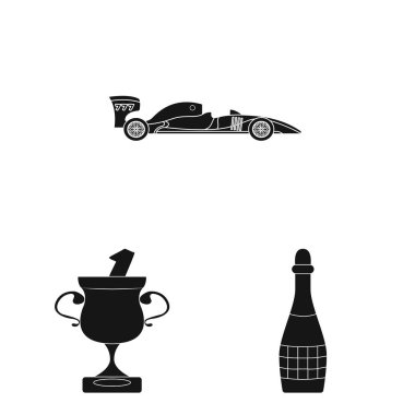 Araba ve ralli logosu yalıtılmış nesne. Araba ve yarış hisse senedi vektör çizim seti.