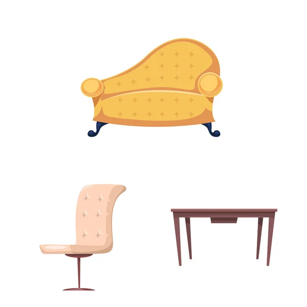 Vectorillustratie van meubilair en appartement symbool. Set van meubels en home stock vectorillustratie. — Stockvector