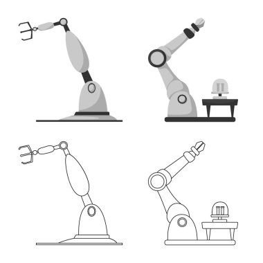 Robot ve fabrika simgesi yalıtılmış nesne. Robot ve uzay hisse senedi simgesi için web topluluğu.