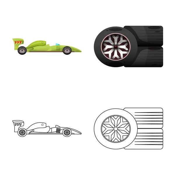 Araba ve ralli simgesi yalıtılmış nesne. Araba ve yarış hisse senedi vektör çizim topluluğu. — Stok Vektör