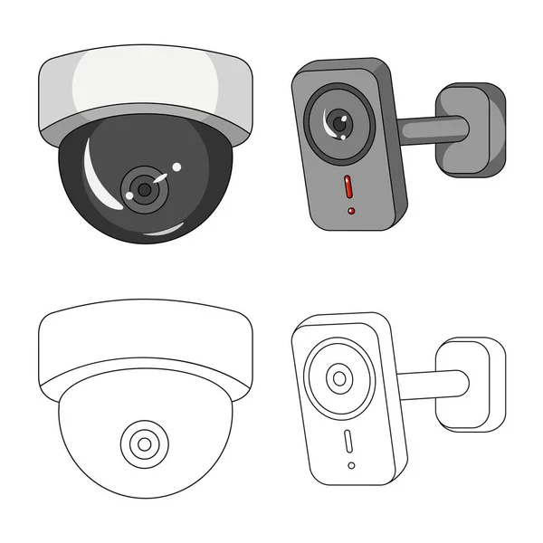 Vector illustration of cctv and camera symbol. Collection of cctv and system stock symbol for web. — Stock Vector