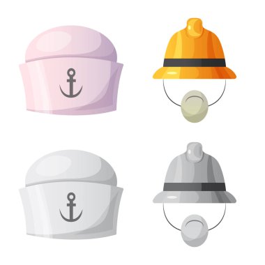 Şapkalar ve kap simge vektör tasarımı. Şapkalar ve şapkalar hisse senedi simgesi için web topluluğu.