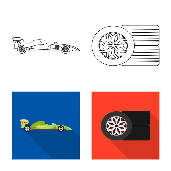 Izolovaný objekt ikony auto a rally. Sada auto a závod vektorové ikony pro stock. — Stockový vektor